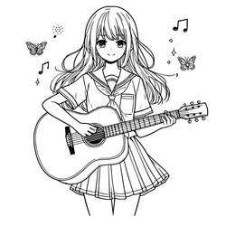 Coloring page: Manga Girl (Anime and Manga) #213389 - Free Printable Coloring Pages