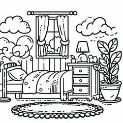 Coloring page: Bedroom (Buildings and Architecture) #203873 - Free Printable Coloring Pages