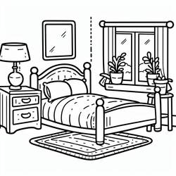 Coloring page: Bedroom (Buildings and Architecture) #203874 - Free Printable Coloring Pages