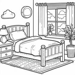 Coloring page: Bedroom (Buildings and Architecture) #203876 - Free Printable Coloring Pages