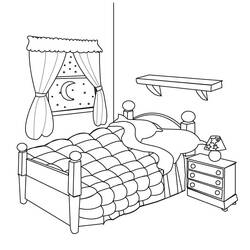 Coloring page: Bedroom (Buildings and Architecture) #203900 - Free Printable Coloring Pages