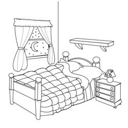 Coloring page: Bedroom (Buildings and Architecture) #63373 - Printable coloring pages