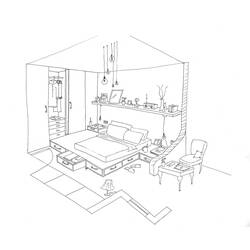 Coloring page: Bedroom (Buildings and Architecture) #63375 - Printable coloring pages