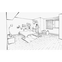 Coloring page: Bedroom (Buildings and Architecture) #66596 - Printable coloring pages