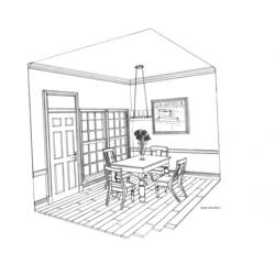 Coloring page: Dinning room (Buildings and Architecture) #66307 - Printable coloring pages