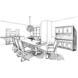 Coloring page: Dinning room (Buildings and Architecture) #66357 - Printable coloring pages