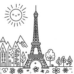 Eiffel Tower (Buildings and Architecture) coloring page #219108 to print and color