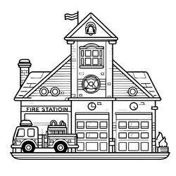 Coloring page: Fire Station (Buildings and Architecture) #215169 - Free Printable Coloring Pages