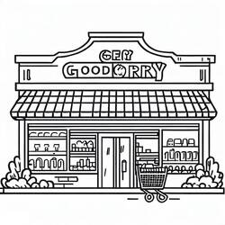 Grocery Store (Buildings and Architecture) coloring page #192107 to print and color