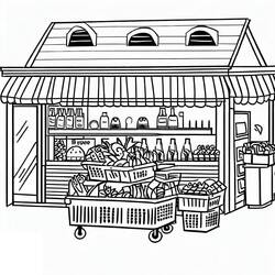Grocery Store (Buildings and Architecture) coloring page #192118 to print and color