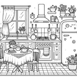 Coloring page: Kitchen room (Buildings and Architecture) #211554 - Free Printable Coloring Pages