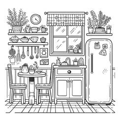 Coloring page: Kitchen room (Buildings and Architecture) #211559 - Free Printable Coloring Pages