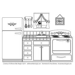 Coloring page: Kitchen room (Buildings and Architecture) #63544 - Printable coloring pages