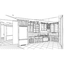 Coloring page: Kitchen room (Buildings and Architecture) #63552 - Printable coloring pages