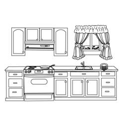 Coloring page: Kitchen room (Buildings and Architecture) #63634 - Printable coloring pages