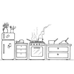 Coloring page: Kitchen room (Buildings and Architecture) #63664 - Printable coloring pages