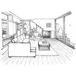 Coloring page: Living room (Buildings and Architecture) #66374 - Printable coloring pages