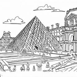 Coloring pages: The Louvre - Free Printable Coloring Pages