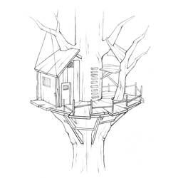 Coloring page: Tree House (Buildings and Architecture) #66020 - Printable coloring pages