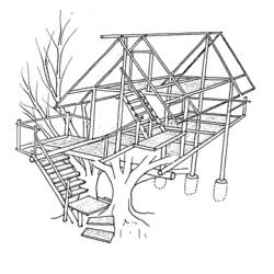 Coloring page: Tree House (Buildings and Architecture) #66027 - Printable coloring pages