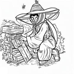 Coloring pages: Beekeeper - Free Printable Coloring Pages