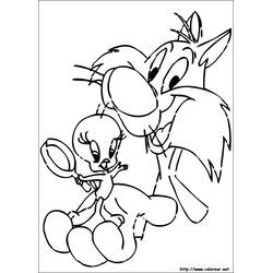 Tweety and Sylvester (Cartoon Characters) coloring page #29348 to print and color