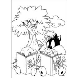 Coloring page: Tweety and Sylvester (Cartoons) #29207 - Free Printable Coloring Pages