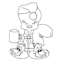 Coloring page: Tweety and Sylvester (Cartoons) #29211 - Free Printable Coloring Pages