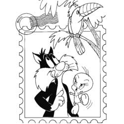 Coloring page: Tweety and Sylvester (Cartoons) #29213 - Free Printable Coloring Pages