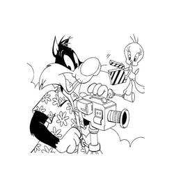 Coloring page: Tweety and Sylvester (Cartoons) #29225 - Printable coloring pages