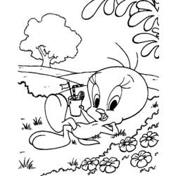 Coloring page: Tweety and Sylvester (Cartoons) #29228 - Free Printable Coloring Pages