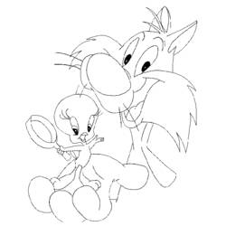 Coloring page: Tweety and Sylvester (Cartoons) #29234 - Free Printable Coloring Pages