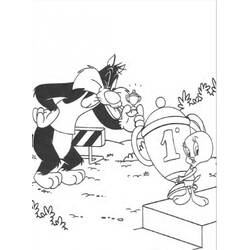 Coloring page: Tweety and Sylvester (Cartoons) #29244 - Free Printable Coloring Pages