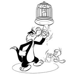 Coloring page: Tweety and Sylvester (Cartoons) #29248 - Free Printable Coloring Pages