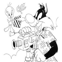 Coloring page: Tweety and Sylvester (Cartoons) #29253 - Free Printable Coloring Pages