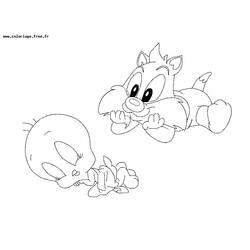 Coloring page: Tweety and Sylvester (Cartoons) #29268 - Printable coloring pages