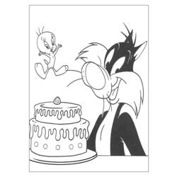 Coloring page: Tweety and Sylvester (Cartoons) #29270 - Printable coloring pages