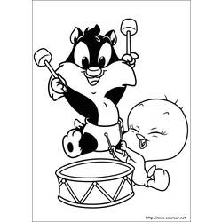 Coloring page: Tweety and Sylvester (Cartoons) #29272 - Printable coloring pages
