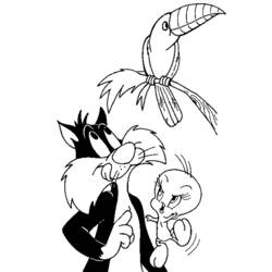 Coloring page: Tweety and Sylvester (Cartoons) #29274 - Free Printable Coloring Pages