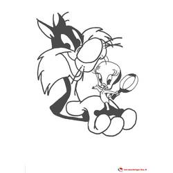 Coloring page: Tweety and Sylvester (Cartoons) #29275 - Free Printable Coloring Pages