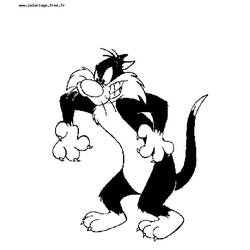 Coloring page: Tweety and Sylvester (Cartoons) #29287 - Printable coloring pages