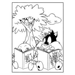 Coloring page: Tweety and Sylvester (Cartoons) #29322 - Free Printable Coloring Pages