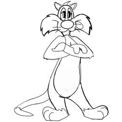 Coloring page: Tweety and Sylvester (Cartoons) #29337 - Printable coloring pages