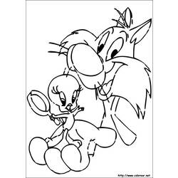 Coloring page: Tweety and Sylvester (Cartoons) #29348 - Free Printable Coloring Pages
