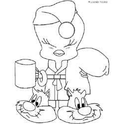 Coloring page: Tweety and Sylvester (Cartoons) #29350 - Free Printable Coloring Pages