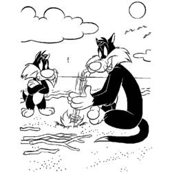 Coloring page: Tweety and Sylvester (Cartoons) #29362 - Free Printable Coloring Pages
