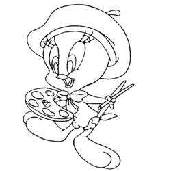 Coloring page: Tweety and Sylvester (Cartoons) #29375 - Free Printable Coloring Pages