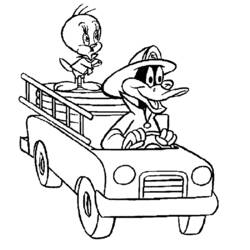 Coloring page: Tweety and Sylvester (Cartoons) #29398 - Free Printable Coloring Pages