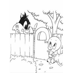 Coloring page: Tweety and Sylvester (Cartoons) #29401 - Free Printable Coloring Pages