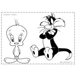 Coloring page: Tweety and Sylvester (Cartoons) #29412 - Printable coloring pages